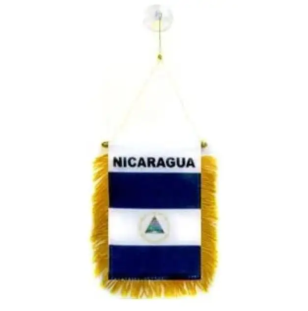 उच्च गुणवत्ता वाले कस्टम निकारागुआ मिनी बैनर 6'' x 4'' निकारागुआन पेनांट 15 x 10 सेमी मिनी बैनर 4 x 6 इंच सक्शन कप हैंगर