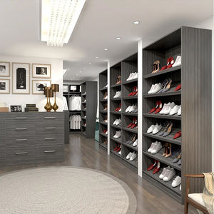 Bedroom <strong>Furniture</strong> Glass Doors <strong>LED</strong> <strong>Lights</strong> Walk in Wardrobe Storage Systems Shoe Rack Walk in Closet Shoe Shelves - Product Image 4