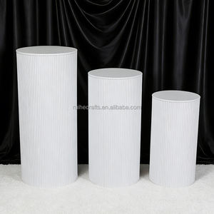 Décoration <span class=keywords><strong>de</strong></span> fête prénuptiale, prix bas, lot <span class=keywords><strong>de</strong></span> 3 supports à gâteau ronds en métal à nervures blanches et noires - Product Image 6