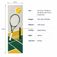 Serviette de sport en coton 100% personnalisée avec impression numérique, pour matchs de tennis, vente en gros, service de conception sur mesure, faible MOQ