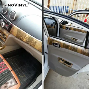SINOVINYL-Película autoadhesiva decorativa para coche, vinilo de grano de madera de PVC, pegatinas con textura de carrocería automática