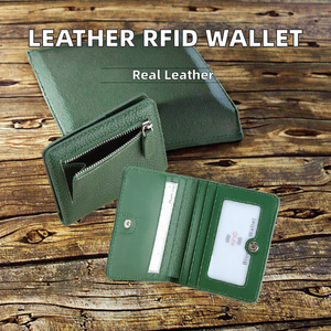 Customs Logo Men Genuine Leather Vintage Waterproof <b>Small</b> <b>Wallet</b> RFID Anti-theft Short Card Coin <b>Wallet</b> - Product Image 2