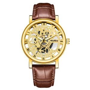 Men's transparent hollow imitation <b>mechanical</b> <b>watch</b> men's leather quartz <b>watch</b> <b>watch</b> wholesale - Product Image 4
