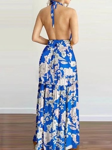 S-2XL Summer Long Dress Bohemia Floral Casual Dresses Sexy Backless Halter Strapless Beach Sundress Vacation <strong>Clothes</strong> for Women - Product Image 4