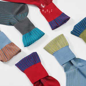Chaussettes habillées d'été fines rayées 100 % coton respirantes et antibactériennes personnalisables pour hommes – Style classique et élégant pour le bureau - Product Image 2