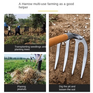 Cultivateur manuel de jardin à 4 dents robuste en acier avec manche, outil de jardinage pour le désherbage, vente en gros Vetex - Product Image 4