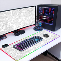 Tapis de souris de jeu LED grand format personnalisé avec contour topographique, RGB XXXL