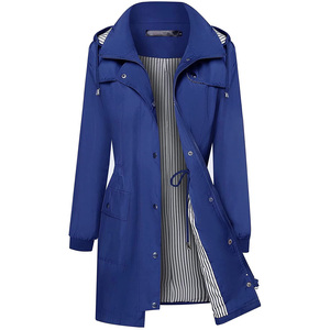 Imperméable coupe-vent pour femme, imperméable, léger, Trench-coat à capuche pour l'extérieur - Product Image 3