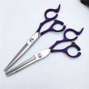 Tijeras de peluquería con mango morado de 6 pulgadas para diestros, para uso en salones de belleza, tipo de hoja estándar - Product Image 2