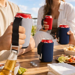 Custom Sublimation Neoprene Beer Can Sleeve Bottle Cooler Insulated Drink Koozee 3mm 5mm with Opener Handle OEM Wholesale Bulk - Product Image 3