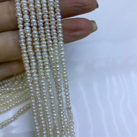 Collier de perles plates en perles d'eau douce naturelles de 2-3-4 mm, semi-finies, blanches, brillantes, AK, petites perles, accessoires pour la création de bijoux DIY