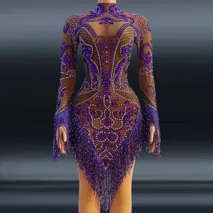 Novance 2022 Nieuwkomers Avondjurken Paars Strass Kwastje Sexy Sequin Prom Gown Rijpe Slanke Vrouwen Jurken