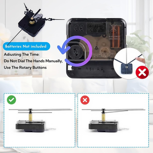 2 Peças de Movimento de Relógio de Quartzo Silencioso para Reparação de Relógio de Parede - Eixo Longo e Curto, Alimentado por Bateria (Preto-Dourado) - Product Image 4