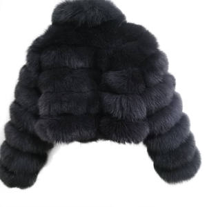 Abrigo corto de piel de zorro para mujer, chaqueta de cuello peludo cálido de invierno a la moda - Product Image 2