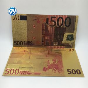Billet de banque coloré en plastique plaqué or 24 carats de 500 euros - Product Image 1