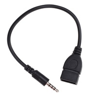 Schwarzes 3,5-mm-AUX-Audiostecker auf USB-2.0-Buchse Konverterkabel Adapter