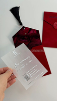 Enveloppe personnalisée en velours pour certificat cadeau avec pompon, logo doré, sceau de cire, pochette pour carte d'invitation en vélin, bon cadeau pour salon
