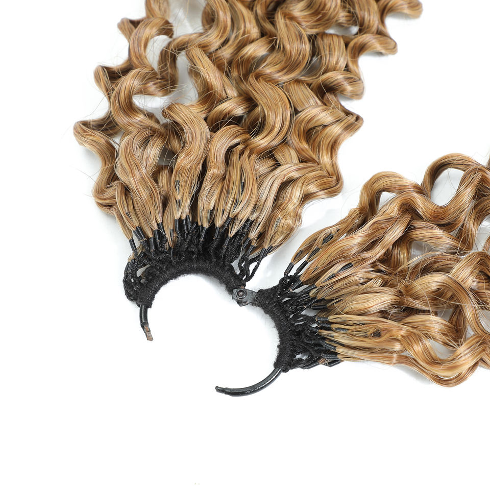 Cambodian Curly Feather Crochet Virgin Human Hair Extensions Pre Looped ...