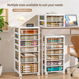 Multifunction <strong>Slim</strong> Plastic <strong>Storage</strong> <strong>Drawers</strong> &amp; Carts PP Cabinet Movable File Organizers with Multi-Trolley for Office Desks - Product Image 3