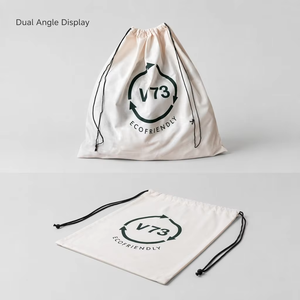 Sac à poussière en coton sergé écologique à chevrons pour sacs à main, avec logo personnalisé imprimé, pochette à cordon en coton pour chaussures et vêtements - Product Image 2