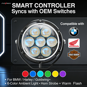 Luces Auxiliares para Motocicleta Ferei, Luces LED Ambientales Delanteras de 6 Colores, Luces de Conducción, Bocina, Estroboscópicas, Controlador Inalámbrico para Harley <span class=keywords><strong>BMW</strong></span> GS - Product Image 2