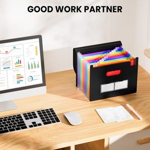 แฟ้มจัดระเบียบเอกสารแบบพับได้ 13 ช่อง พร้อมป้ายเปล่าสำหรับเขียน  แบบพกพา สำหรับจัดเก็บเอกสารรายเดือน บิล ใบเสร็จรับเงิน และเอกสารภาษี - Product Image 5