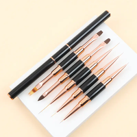 Ulive Beauty M-003-001 Kit simple d'outils de nail art double-embout pour dessin de lignes, manche en métal noir double face, tube rose doré