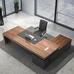 Escritorio Ejecutivo de Oficina Estilo Industrial, Mesa de Jefe Moderna Minimalista, Conjunto de Escritorio y Silla de Gerente de MDF para Muebles de Oficina - Product Image 1