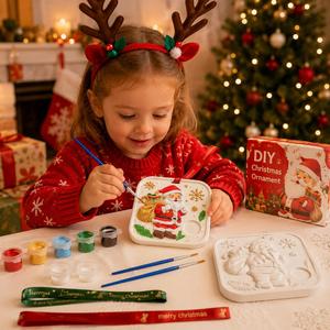 Suministros Navideños, Adornos Colgantes de Papá Noel, Kits de Manualidades con Pinturas Acrílicas y Pinceles, Kits de Pintura de Yeso para Navidad - Product Image 3
