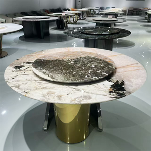 Mesa de Comedor Redonda Moderna con Plato Giratorio y Base de Pedestal Grande para Comedor o Muebles de Restaurante - Product Image 3