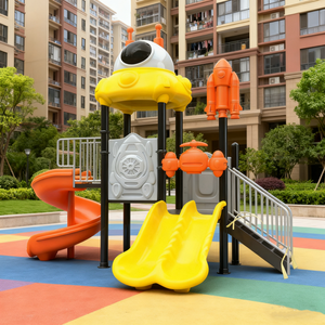 Équipement de jeux d'extérieur en acier et PVC sur le thème de l'espace, toboggan droit pour la maison, l'école, le parc, les enfants, la communauté - Product Image 2