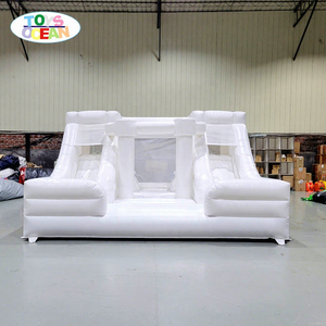 Bianco puro doppio scivolo gonfiabile casa di rimbalzo combinato Jumbo bambini rimbalzo castello salto e scivolo divertente fornitore di giochi - Product Image 1