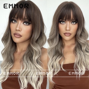 Perruque longue bouclée à grandes ondulations sans franges, best-seller, marron et blonde, style européen et américain pour femme - Product Image 1