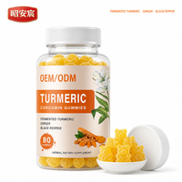 Gummies de Curcuma Fermenté en Gros, 80 Unités, au Gingembre et Poivre Noir, OEM ODM Marque Privée