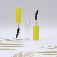 Tube de Mascara rond jaune en plastique, Logo personnalisé 10 pièces, avec brosse, bouteille de cils liquide vide, conteneur d'eyeliner