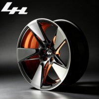 Rueda de Aleación Forjada de una Pieza de 17-24 Pulgadas con Cara Mecanizada en Negro Cobre, Diseño de 5 Radios Divididos, Personalizada, 5x112PCD, Compatible con BMW, Audi, Mercedes