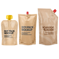 Sachets souples transparents personnalisés avec bec verseur pour boissons liquides, jus et eau, à fond plat