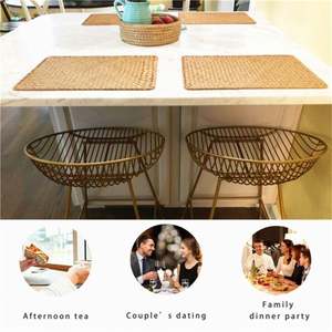 Водяная гиацинтовая плетеная подставка под столик, стойкие к пятнам, подставка под чашку с держателем, кокосовый Настольный коврик, ротанговая зарядная тарелка - Product Image 3