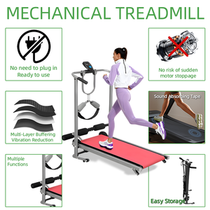 Fitness Running <strong>Machine</strong> with <strong>Run</strong>-up Belt and Wriggled Plate Manual Treadmill Adjustable Foldable Treadmill - Product Image 3