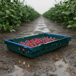 Contenedor de Plástico Comercial para Recolección de Bayas y Tomates, Diseño Perforado Apilable y Encajable con Asas Laterales Anchas para Manos con Guantes - Product Image 1