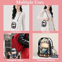 Poupée Labubu en PVC transparent et sac cadeau avec couleur personnalisée, figurine V3, présentoir, sangle en peluche, porte-clés à bandoulière