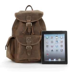 Sac à dos Vintage Crazy Horse en cuir véritable pour ordinateur portable, <span class=keywords><strong>cartable</strong></span> de voyage et de randonnée, nouveau Style 2023 - Product Image 5