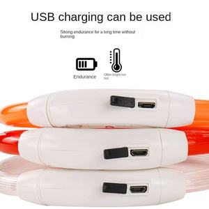 طوق كلب مضيء بتقنية LED مع إغلاق بمشبك، شحن USB، شريط سيليكون صديق للبيئة، نمط صلب، للسلامة الليلية للحيوانات الأليفة الصغيرة - Product Image 2