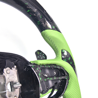 Volant sport en fibre de carbone forgée LED, compatible avec la modification Dodge Challenger SRT, cuir perforé vert