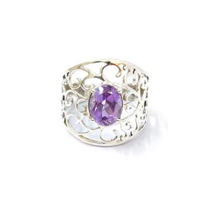 แหวนพลอยอเมทิสต์ เงินแท้ 925 แหวนพลอยทำมือ คอลเลคชั่นแหวนเงินคุณภาพ ราคาขายส่ง - Product Image 1