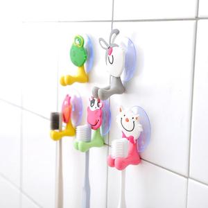 Cute Animal Hooks Wall Mounted Toothbrush Holder Kids <strong>Antibacterial</strong> <strong>Silicone</strong> Home Storage Rack with Suction Cup for Bathroom - Product Image 5