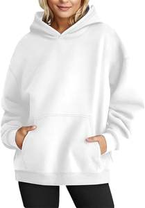 Sweat-shirt à capuche oversize à manches longues, couleur unie, pour l'automne et l'hiver, sweat-shirt lourd en tissu éponge français avec poche - Product Image 6