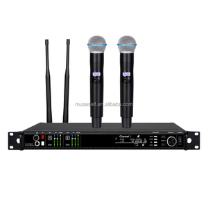 Micrófono de karaoke inalámbrico digital de doble canal UHF true Diversity de 2 canales, micrófono inalámbrico de metal con ksm8 para rendimiento - Product Image 6
