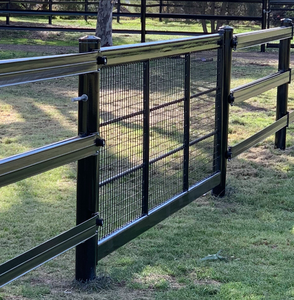 Puerta para Caballos con Recubrimiento en Polvo, Panel de Cerca Metálica de Doble Barra con Malla Soldada para Equitación - Product Image 2
