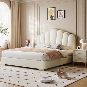 Modern Minimalist High Box <b>Bed</b> 1.5m 1.8m Cream Princess Style Storage <b>Bed</b> Bedroom Furniture - Product Image 1